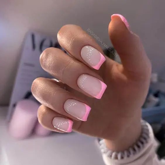 Красивый маникюр 2024 нежный новинки 40+ French Pink Tip Nails To Try For Your Next Manicure Pink tip nails, Colored 