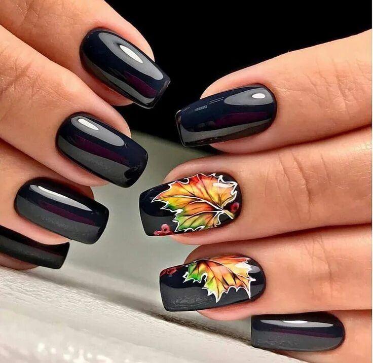 Красивый маникюр 2024 новинки фото осень Rezultat iskanja slik za яркий осенний маникюр 2018 Black acrylic nail designs, 