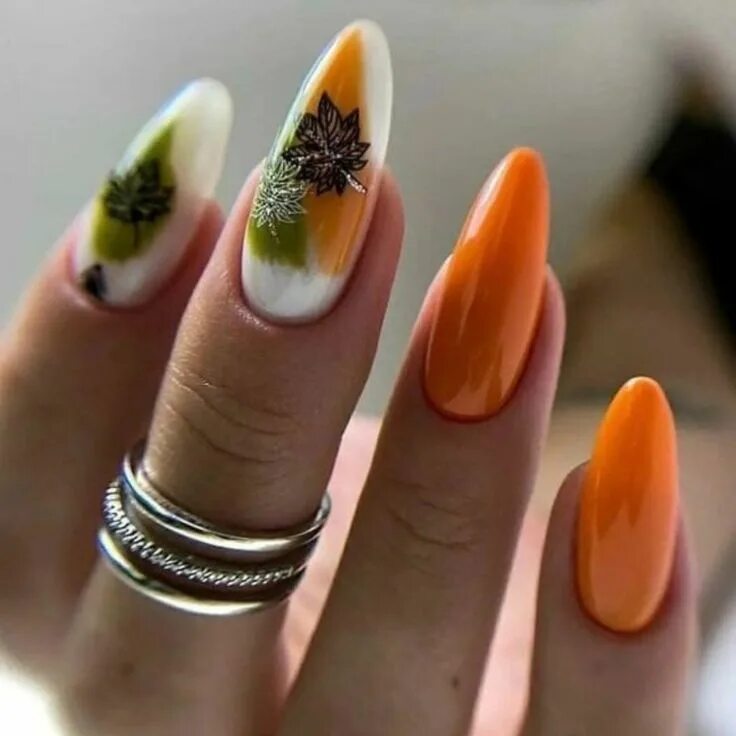 Красивый маникюр 2024 новинки фото осень 100 de modele de unghii pentru toamnă - Cupio Blog Manicure, Bright nail art, Ro