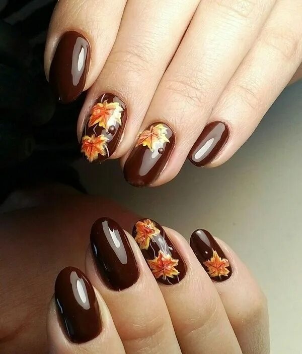 Красивый маникюр 2024 осень новинки модные 1526369413_32 Fall nail art designs, Fall nail art, Fall nail designs
