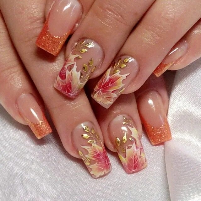 Красивый маникюр 2024 осенний френч Pin by Claudia Guisao on Dibujos y Uñas! Pretty nail art designs, Nail art, Fall