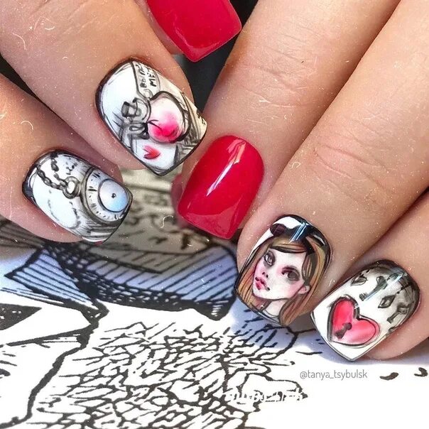Красивый маникюр алиса Alice nail