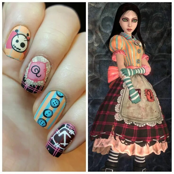 Красивый маникюр алиса @pipapolish inspired me a while back to do Alice, The Madness Returns nails. One