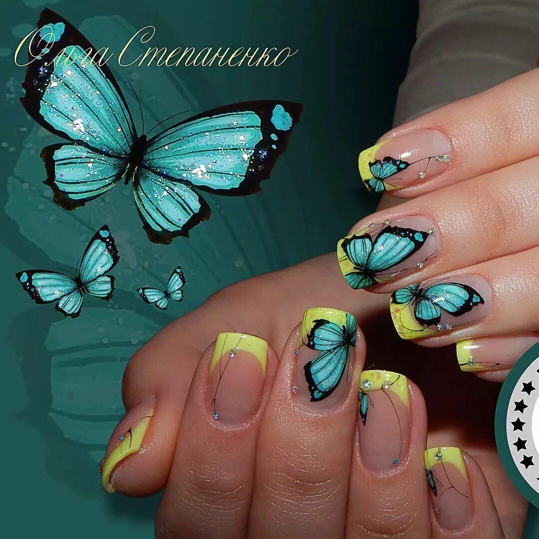 Красивый маникюр бабочки Pin on Korm Nail designs, Butterfly nail, Nail art