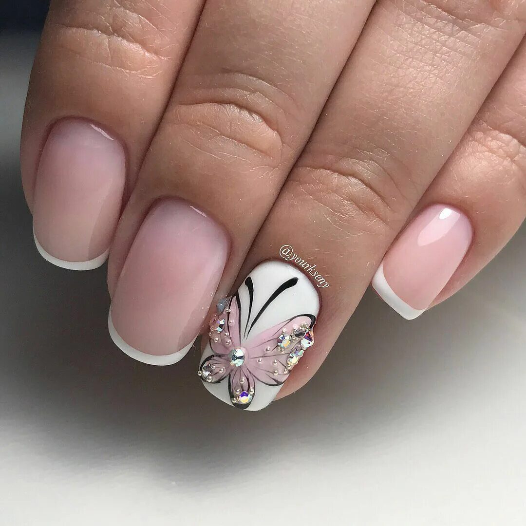 Красивый маникюр бабочки Pin on Маникюр French manicure nails, Toe nails, Summer acrylic nails