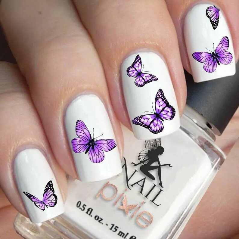 Красивый маникюр бабочки BEWITCHING Purple BUTTERFLY Nail Decal Art Water Slider - Etsy in 2022 Butterfly