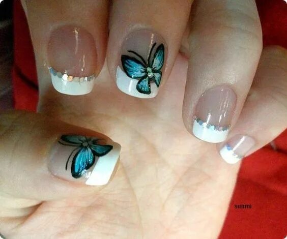 Красивый маникюр бабочки Nail Designs for Spring French Tips with pictures - CIAO BELLA BODY Butterfly na