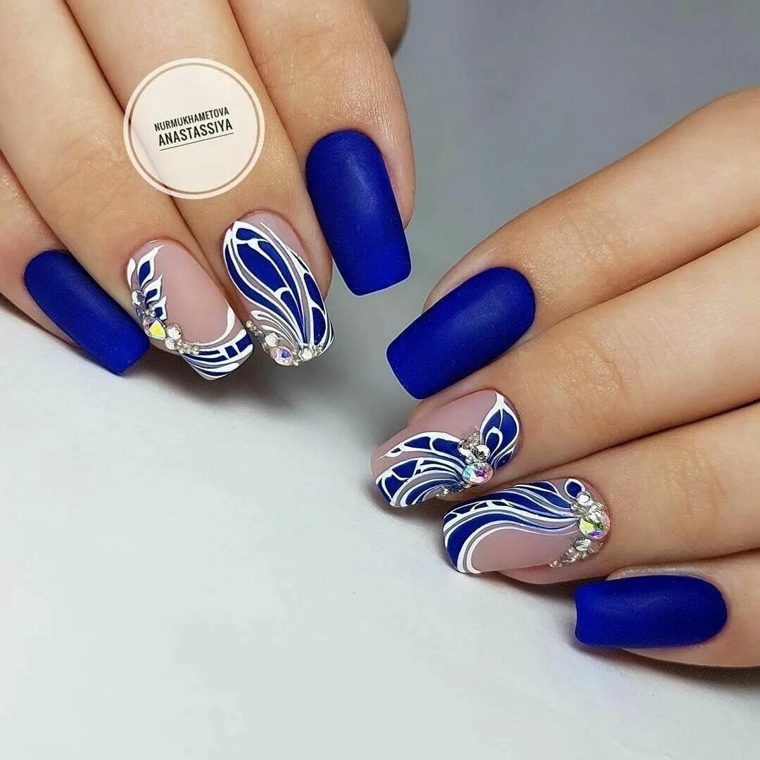 Красивый маникюр бело синий Pin on ноготки Nail art hacks, Coffin nails designs, Nails