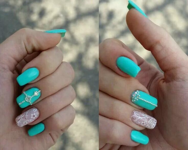 Красивый маникюр бирюза Nail Art #3554 - Best Nail Art Designs Gallery BestArtNails.com Best nail art de