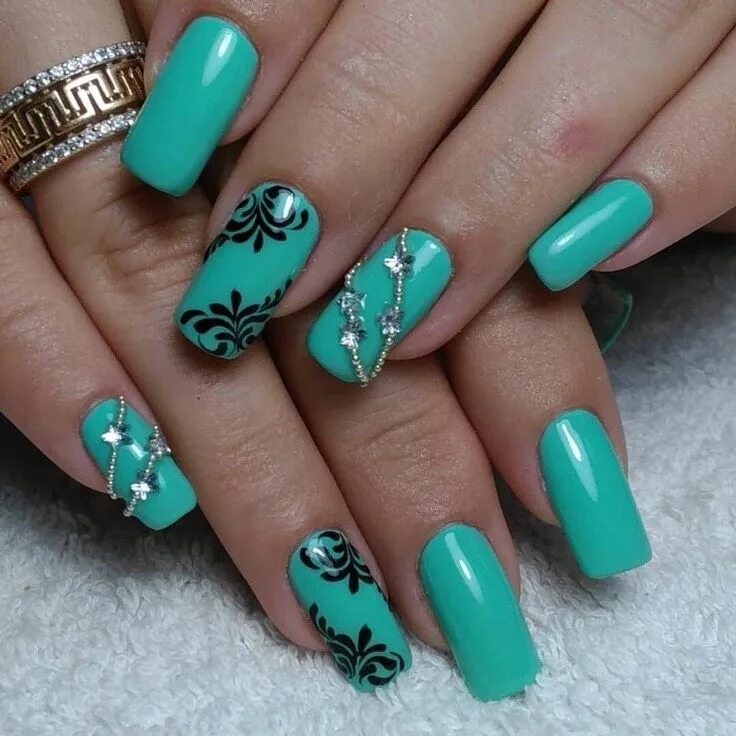 Красивый маникюр бирюза Pin by Jomack on Nail art Best nail art designs, Green nail art, Turquoise nails