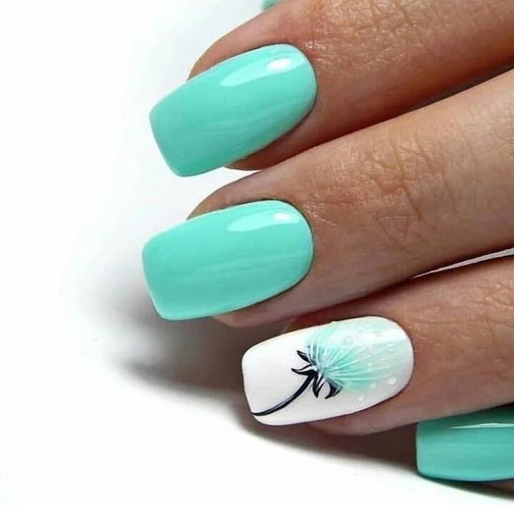 Красивый маникюр бирюза Pin by Виктория Булгакова on Ногти Floral nails, Short acrylic nails designs, Sh