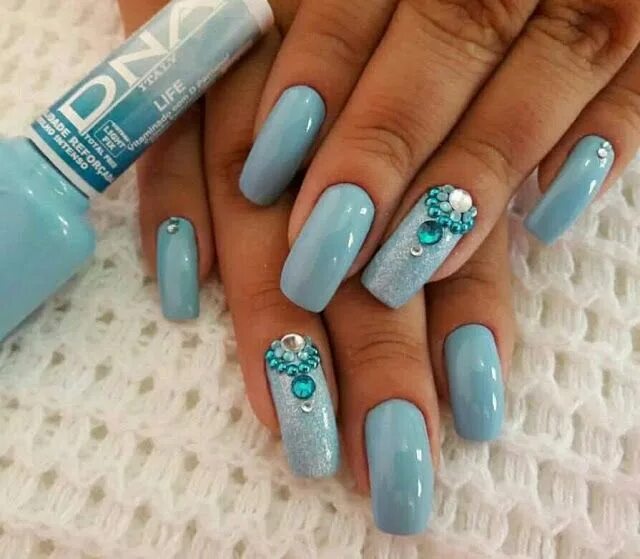 Красивый маникюр бирюза Laura Paiva - Manicure de Sucesso Unhas azuis, Unhas, Unhas azuis decoradas