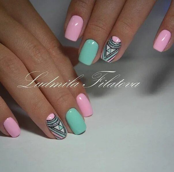 Красивый маникюр бирюза фуксия Дизайн Ногтей 2017 Trendy nails, Manicure, Gel nails