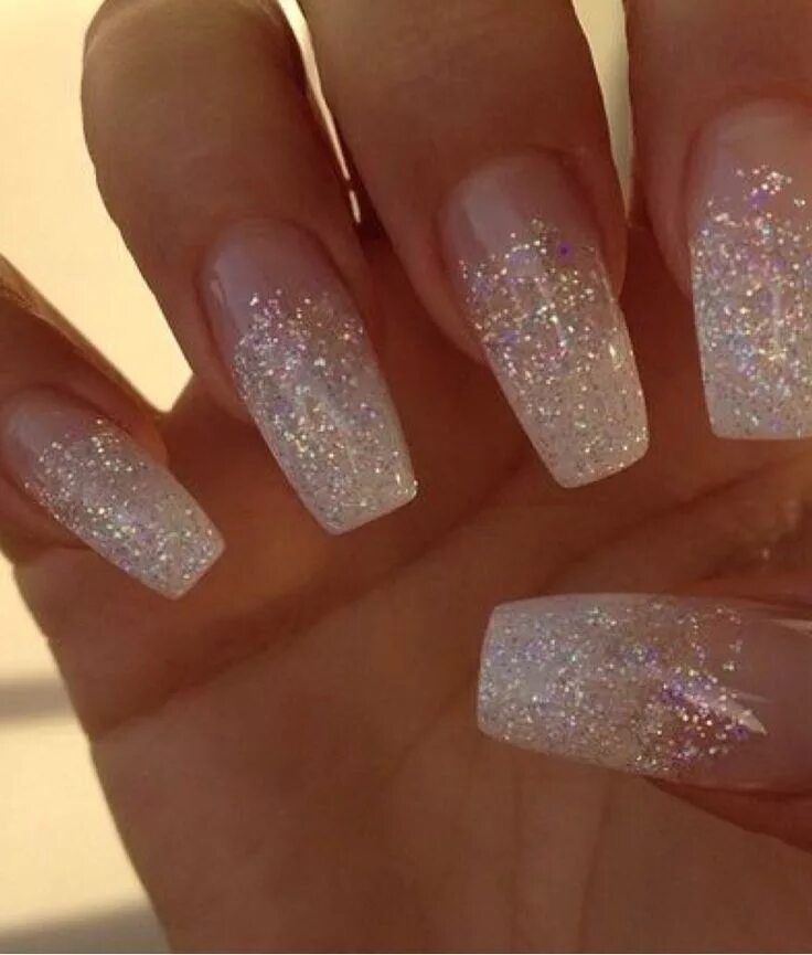 Красивый маникюр блестки фото Pin on Debs Art & Design Creations by Debla White glitter nails, Wedding nails g
