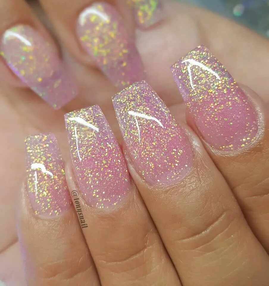 Красивый маникюр блестки фото Pin on Unghie Pink glitter nails, Glitter nails, Nude nails