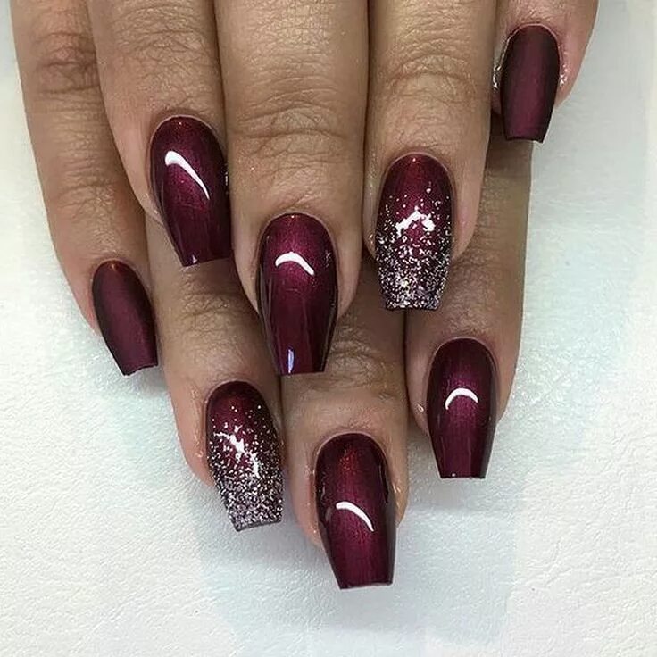 Красивый маникюр бордо Amazing Burgundy Nail Designs You Have To Try In 2019 Red acrylic nails, Wine na