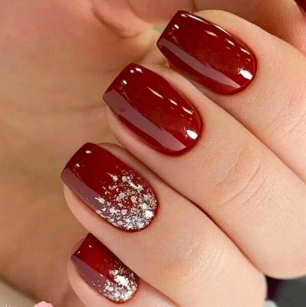 Красивый маникюр бордового цвета Лучшие идеи маникюра - Разное OK.RU Christmas gel nails, Dipped nails, Nail colo