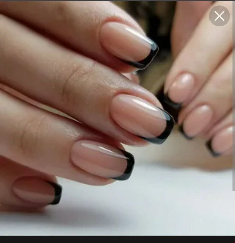 Красивый маникюр черный френч Nail studio by Yana Kovashova, ногтевая студия, Промышленная ул., с1, рабочий по