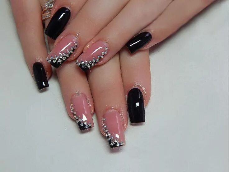 Красивый маникюр черный френч Pin on Ногти Pretty nail art designs, Pretty nail art, Nail designs