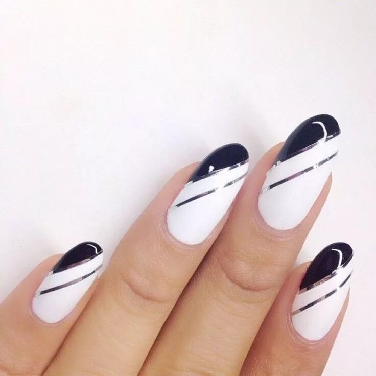 Красивый маникюр черный с белым 30+ Extraordinary Black White Nail Designs Ideas Just For You Black nails, Black
