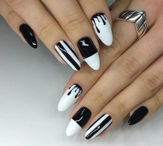 Красивый маникюр черный с белым Feather nails, Purple glitter nails, Lace nails