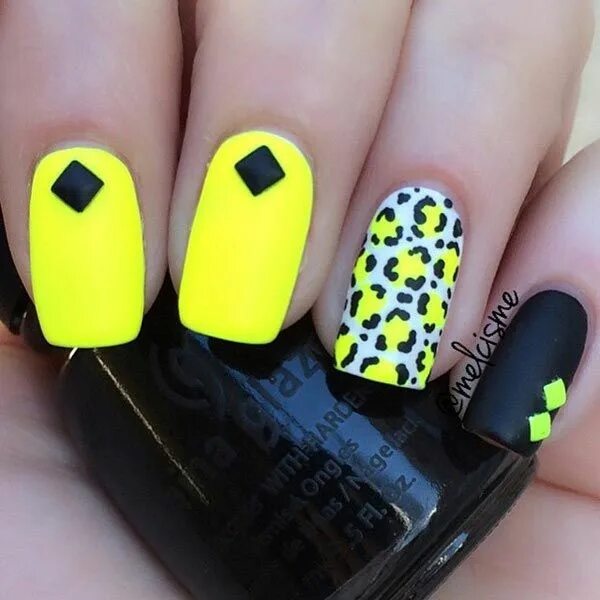Красивый маникюр черный с желтым 15 Diffrent Vibrant Leopard Nail Art Ideas And Tutorial Leopard nails, Leopard p