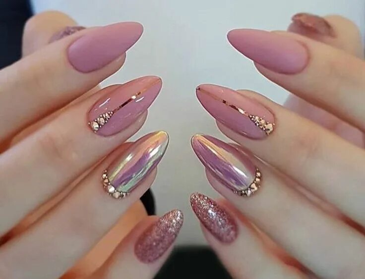 Красивый маникюр дизайн ногтей миндаль Модный маникюр OK.RU Pink nail designs, Nail shapes, Soft pink nails