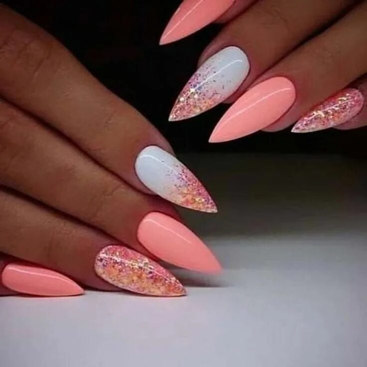 Красивый маникюр дизайн ногтей миндаль N1034 Designer Inspired, Press On Nails, Fake Nails, Glue On Nails, De Salmon na
