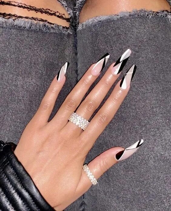 Красивый маникюр длинные ногти френч 25 Most Impressive Ombre Black Long Acrylic Coffin Nails : Create Your Best Impr