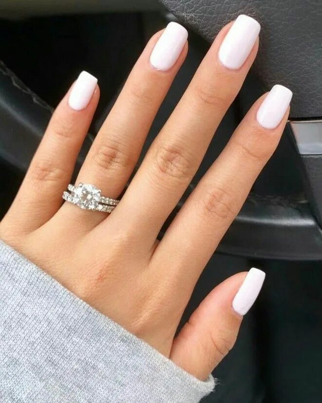 Красивый маникюр длинный квадрат Baby girl with payton terminé White gel nails, Nails, Chic nail art
