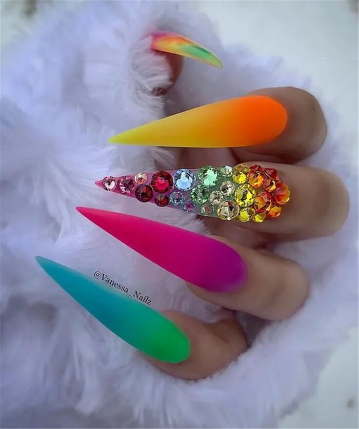 Красивый маникюр длинный яркий 25 Gorgeous Rainbow Nail Designs To Rock This Summer - Women Fashion Lifestyle B