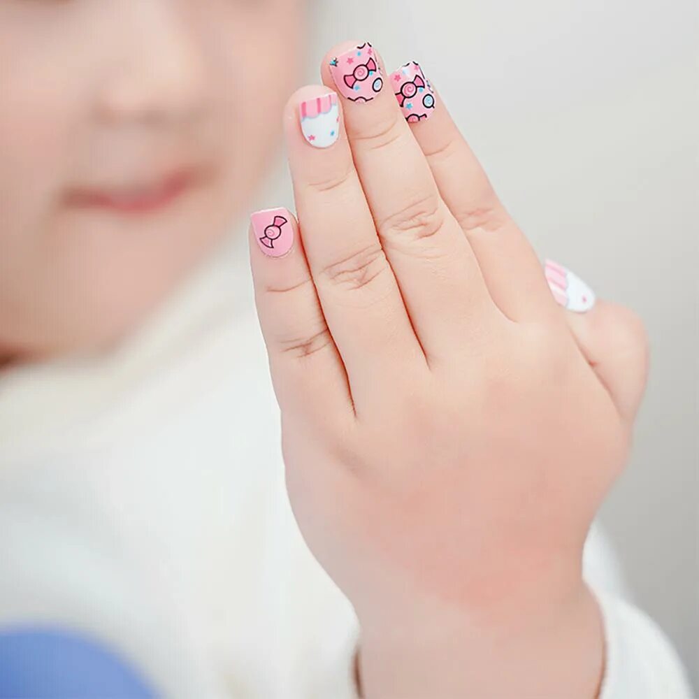 Красивый маникюр для 10 лет Flower Press On Full Cover Children Nail Art Fake Nails Manicure Tips False Nail