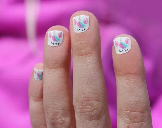 Красивый маникюр для 10 лет Unicorn Kids Nail Wraps - Etsy Canada Unicorn nails designs, Kids nail designs, 
