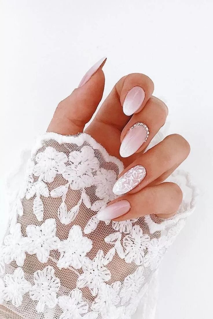 Красивый маникюр для невесты 30 Fairy-Like Wedding Nails For Your Big Day #nails #nailart #weddingnails Weddi