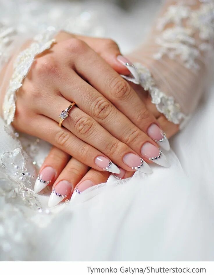 Красивый маникюр для невесты Brautnägel French Maniküre für die Hochzeiten Unhas de noiva, Unhas decoradas pa