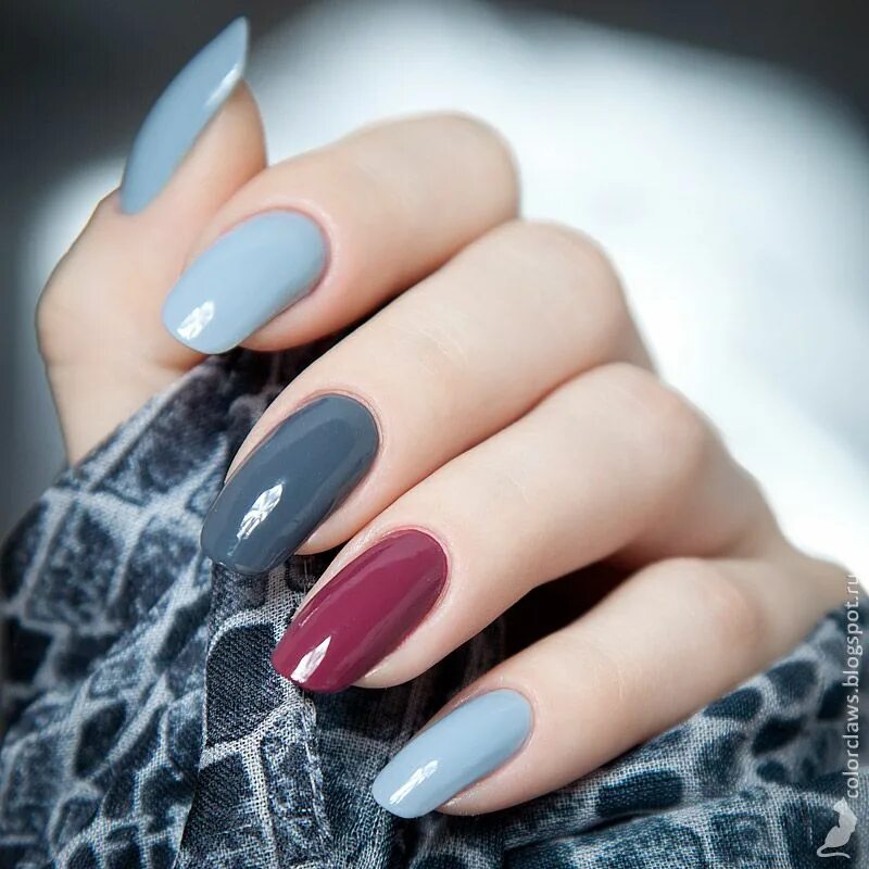 Красивый маникюр два цвета Of claws and color: Рецепты вкусного маникюра: Пасмурная ягода Маникюр, Польские