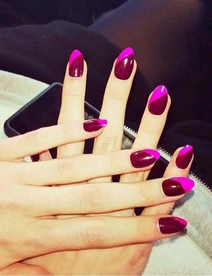 Красивый маникюр двухцветный Deep Purples/Dark Burgundy's - simple nail art - House of Holland
