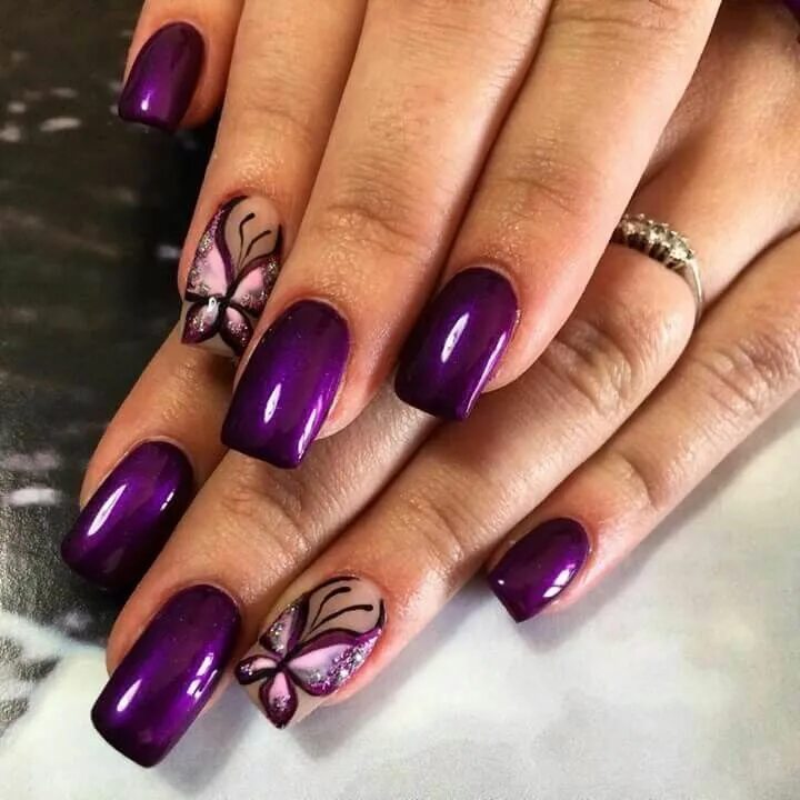 Красивый маникюр фиолетовые цвета Purple nail art designs, Purple nail art, Manicure nail designs