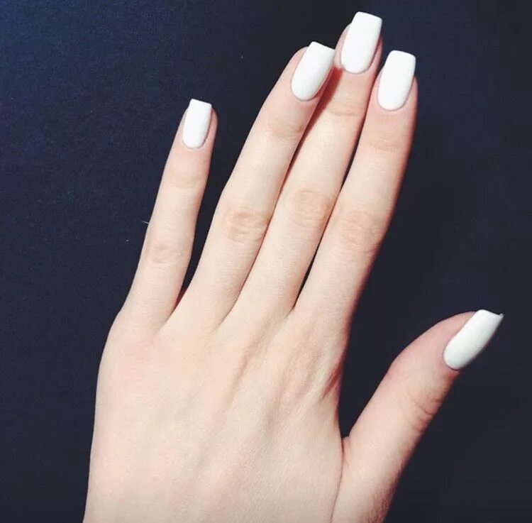 Красивый маникюр форма квадрат White acrylic nails Ногти