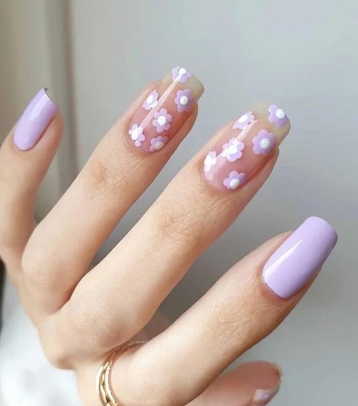 Красивый маникюр фото Image about flowers in Nails by Léna Driesbach Lavender nails, Purple nails, Sty