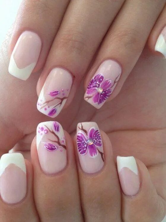 Красивый маникюр фото нежный с рисунком Нежный маникюр - 190 фото ногтей Pretty nail art, Flower nails, Orchid nails