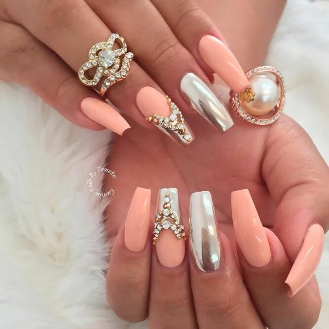 Красивый маникюр фото самый шикарный 35 Magnificent Ballerina Nail Shape Designs Beautiful nails, Mirror nails, Bling