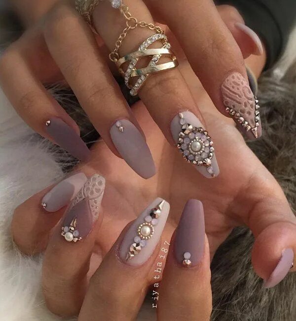 Красивый маникюр фото самый шикарный 50 Rhinestone Nail Art Ideas Art and Design Rhinestone nails, Nail art rhineston