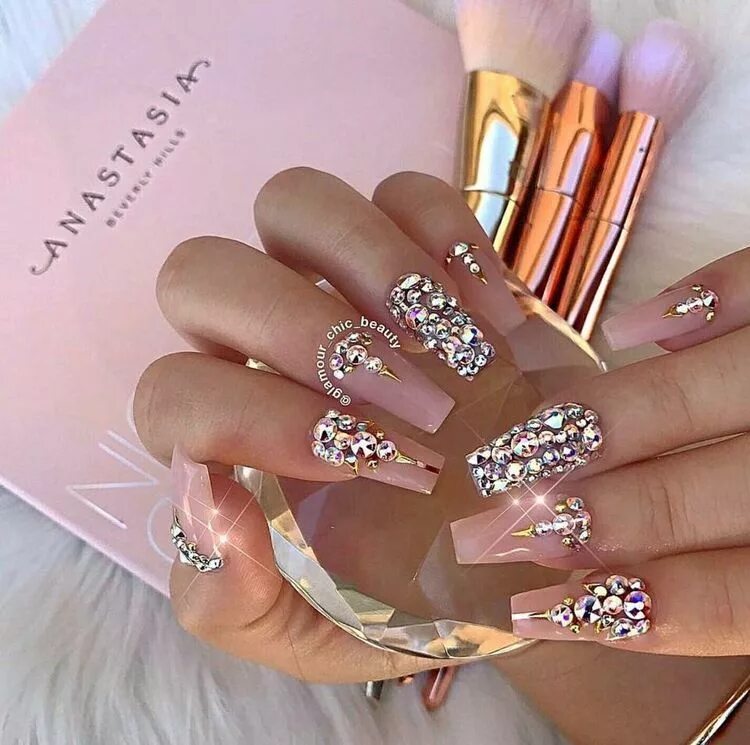 Красивый маникюр фото самый шикарный дизайн Pin on nails Diamond nails, Bling nails, Gorgeous nails