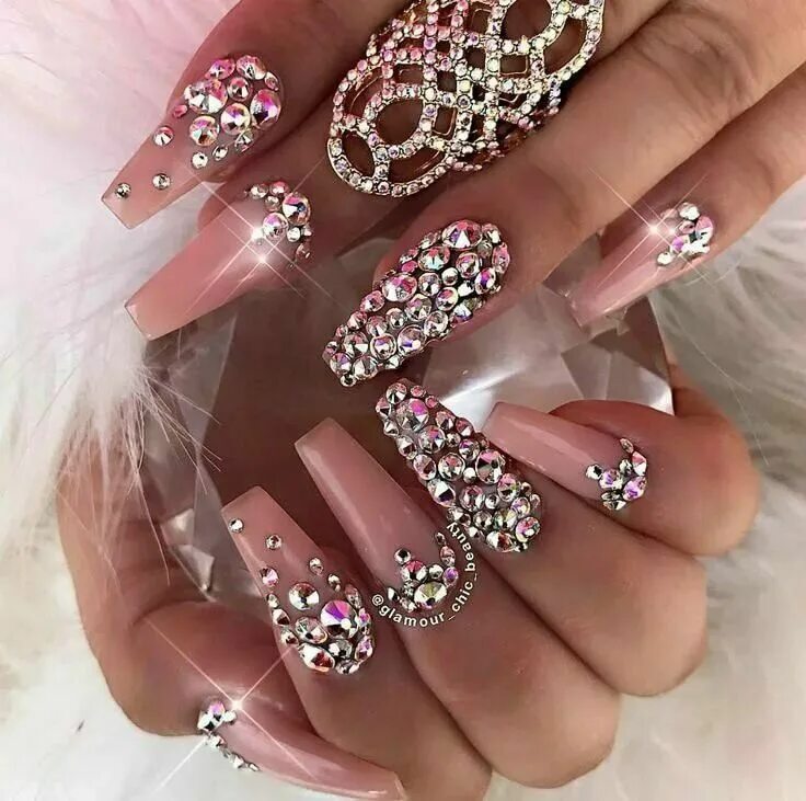 Красивый маникюр фото самый шикарный дизайн Шикарные нокти Diamond nail art, Diamond nail designs, Coffin nails designs