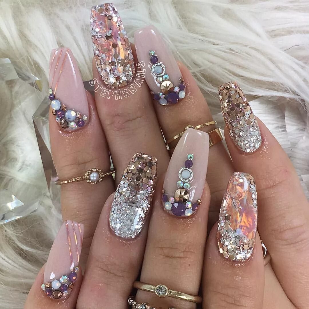 Красивый маникюр фото самый шикарный дизайн Pinterest Bling nails, Cute nails, Nails
