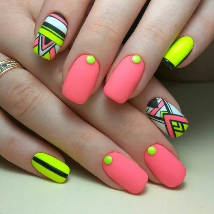 Красивый маникюр фото яркий дизайн Bright summer nails, Geometric nails, Ideas of colorful nails, Motley nails, Sat