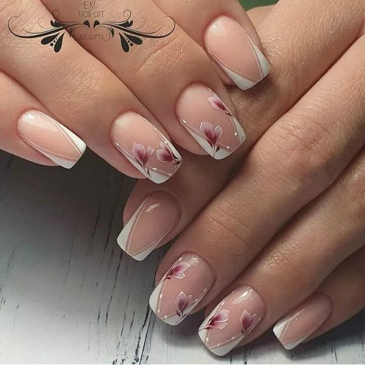Красивый маникюр френч Pin on 1.3. Китайка, Жостово, Гжель, Хохлома Fancy nail art, Finger nail art, Ma