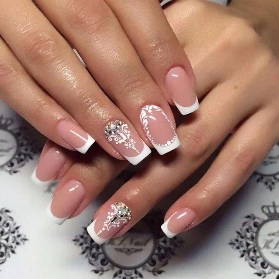 Красивый маникюр френч фото 15823138 1430252523661140 1617397693744625770 n French manicure nails, Rhineston