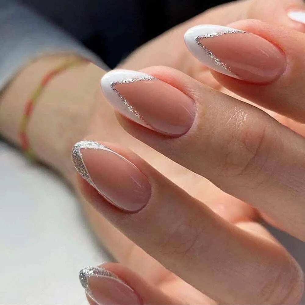 Красивый маникюр френч изысканный овал фото Detachable Artificial Fashion Manicure Tool Nail Tips Wearable Fake Nails French